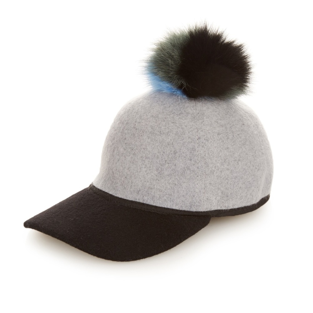 Charlotte Simone Sass Fox Fur Pompom Cap